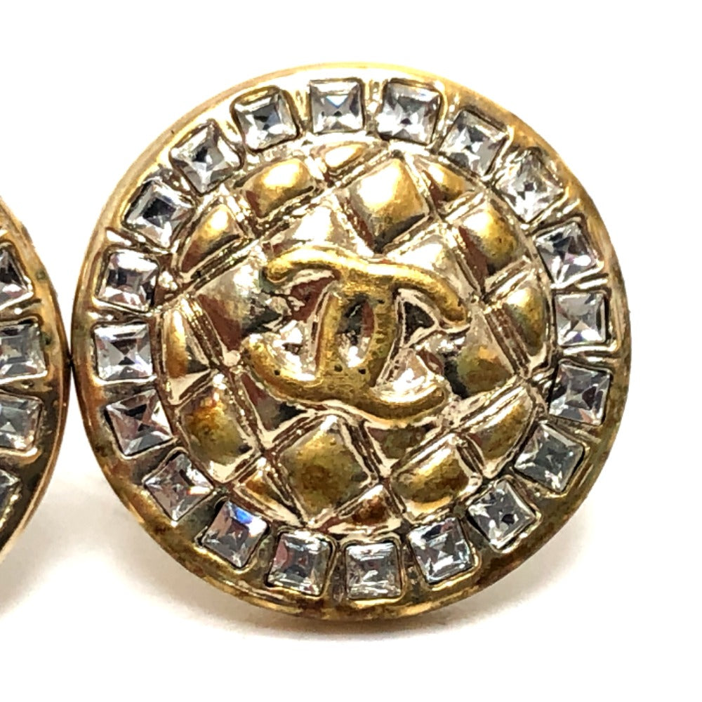 CHANEL Pierce B17C metal gold COCO Mark Matelasse Rhinestone Women Used Authentic