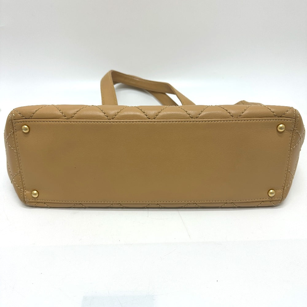 CHANEL Tote Bag Calfskin beige Wild stitch Women Used Authentic