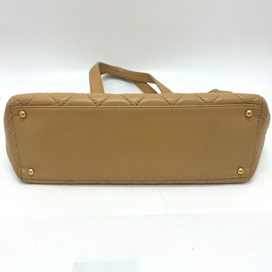 CHANEL Tote Bag Calfskin beige Wild stitch Women Used Authentic