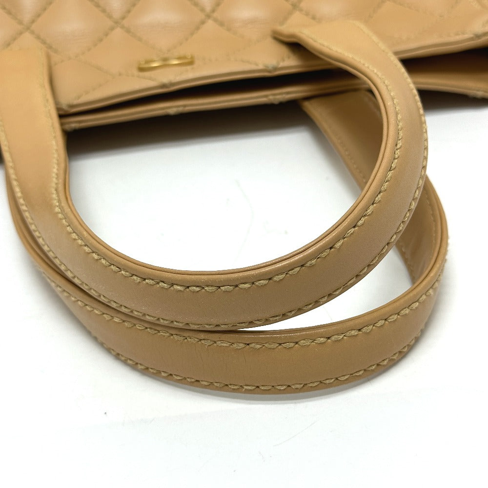 CHANEL Tote Bag Calfskin beige Wild stitch Women Used Authentic