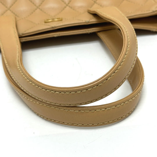 CHANEL Tote Bag Calfskin beige Wild stitch Women Used Authentic