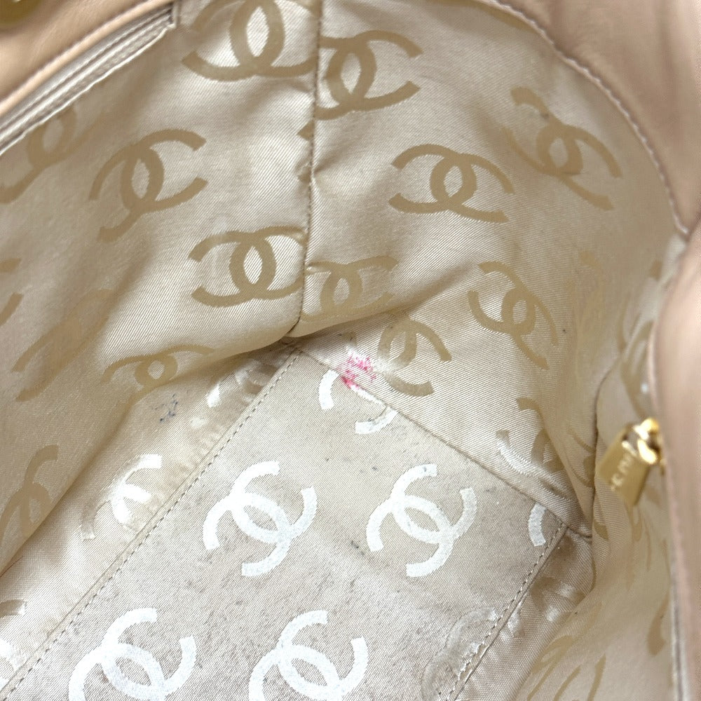 CHANEL Tote Bag Calfskin beige Wild stitch Women Used Authentic