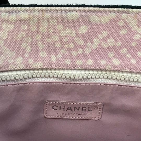 CHANEL Tote Bag canvas Light pink x black COCO Mark Women Used Authentic