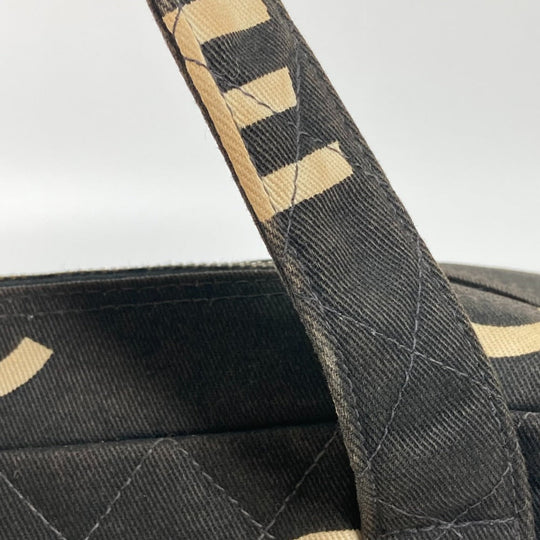 CHANEL Handbag canvas black All-over logo Women Used Authentic