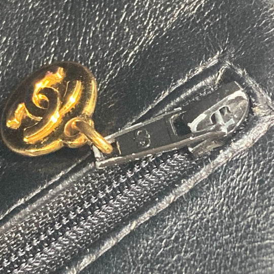 CHANEL Handbag canvas black All-over logo Women Used Authentic