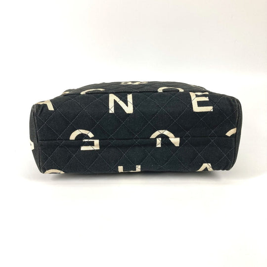 CHANEL Handbag canvas black All-over logo Women Used Authentic