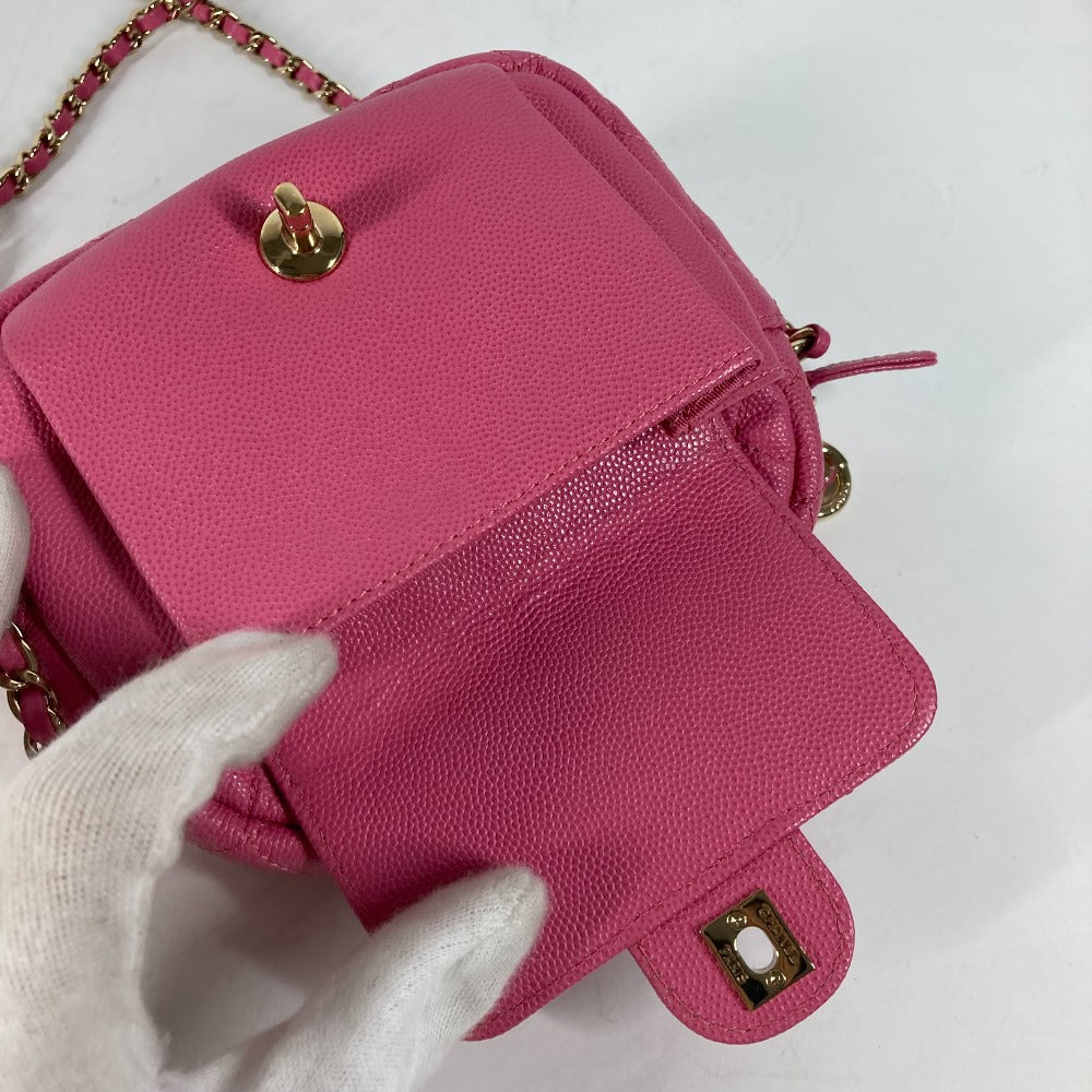 CHANEL Shoulder Bag Caviar skin pink Matelasse quilted Chain bag CC COCO Mark Women Used Authentic