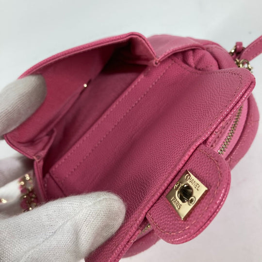 CHANEL Shoulder Bag Caviar skin pink Matelasse quilted Chain bag CC COCO Mark Women Used Authentic