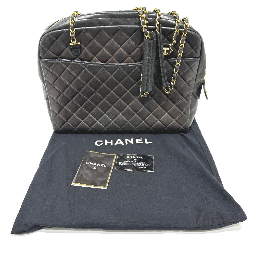 CHANEL Shoulder Bag lambskin black vintage Matelasse Quilting CC COCO Mark Women Used Authentic