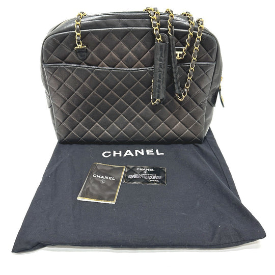 CHANEL Shoulder Bag lambskin black vintage Matelasse Quilting CC COCO Mark Women Used Authentic