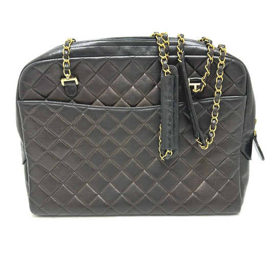 CHANEL Shoulder Bag lambskin black vintage Matelasse Quilting CC COCO Mark Women Used Authentic