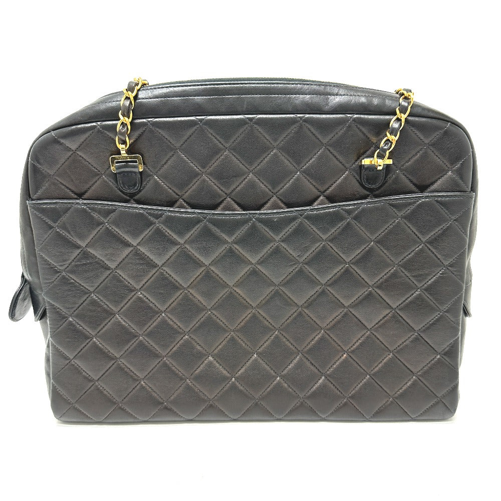 CHANEL Shoulder Bag lambskin black vintage Matelasse Quilting CC COCO Mark Women Used Authentic