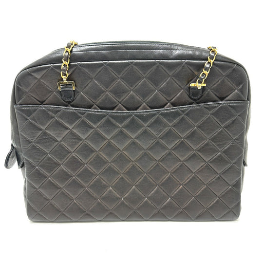 CHANEL Shoulder Bag lambskin black vintage Matelasse Quilting CC COCO Mark Women Used Authentic