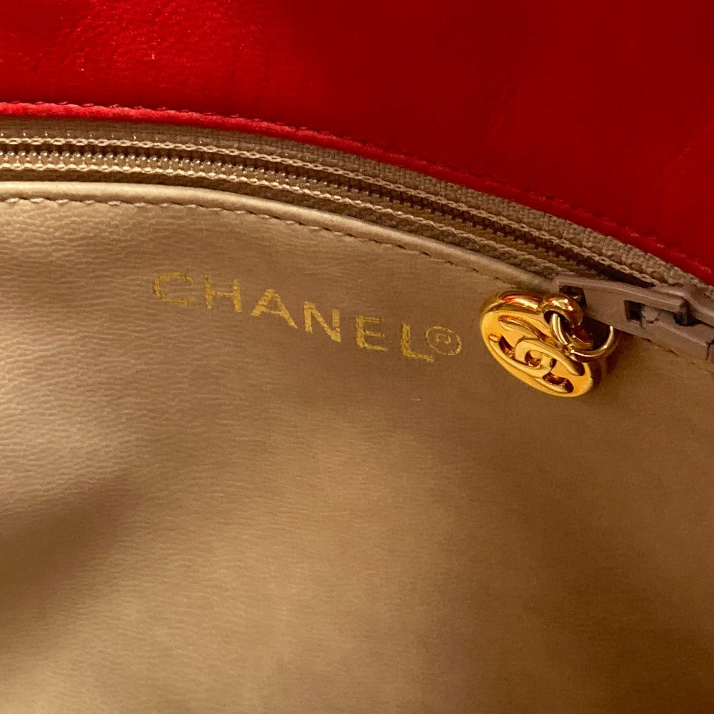 CHANEL Shoulder Bag Satin, Leather Red Vintage Cocoball Matrasse quilting Women Used Authentic