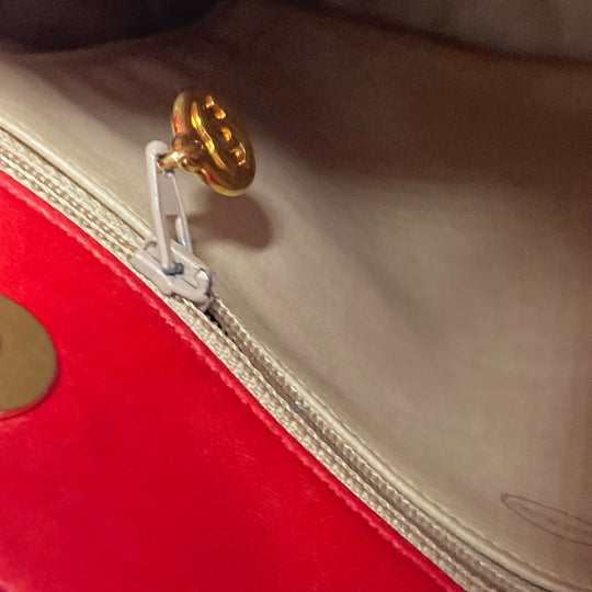 CHANEL Shoulder Bag Satin, Leather Red Vintage Cocoball Matrasse quilting Women Used Authentic
