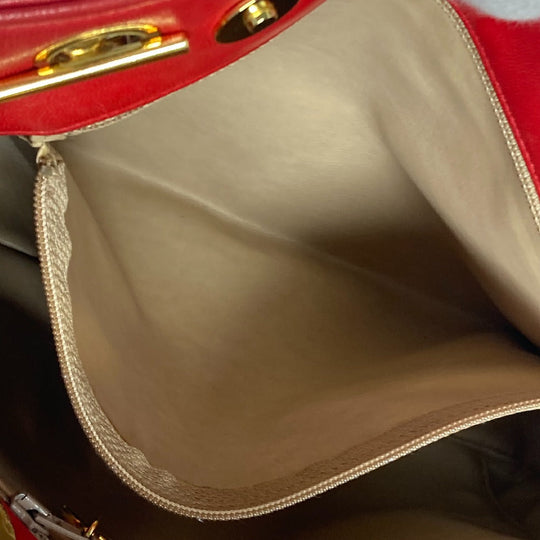 CHANEL Shoulder Bag Satin, Leather Red Vintage Cocoball Matrasse quilting Women Used Authentic