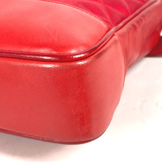 CHANEL Shoulder Bag Satin, Leather Red Vintage Cocoball Matrasse quilting Women Used Authentic