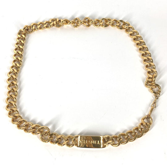CHANEL belt metal gold logo Chain Women Used Authentic