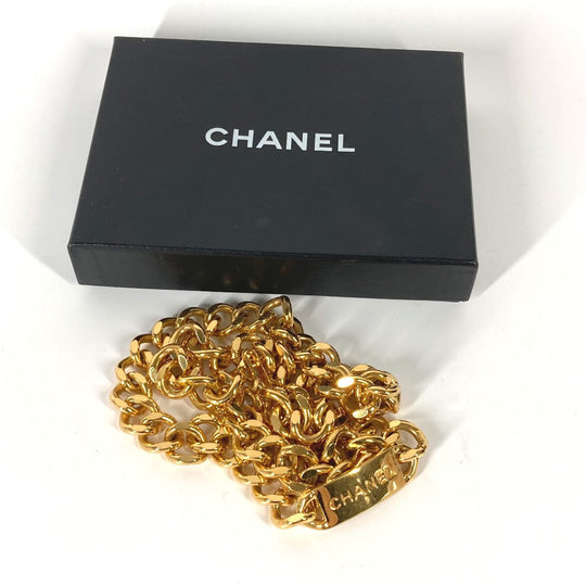 CHANEL belt metal gold logo Chain Women Used Authentic