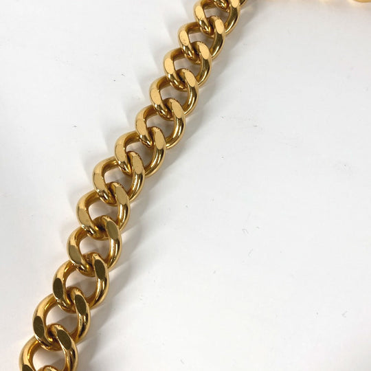 CHANEL belt metal gold logo Chain Women Used Authentic
