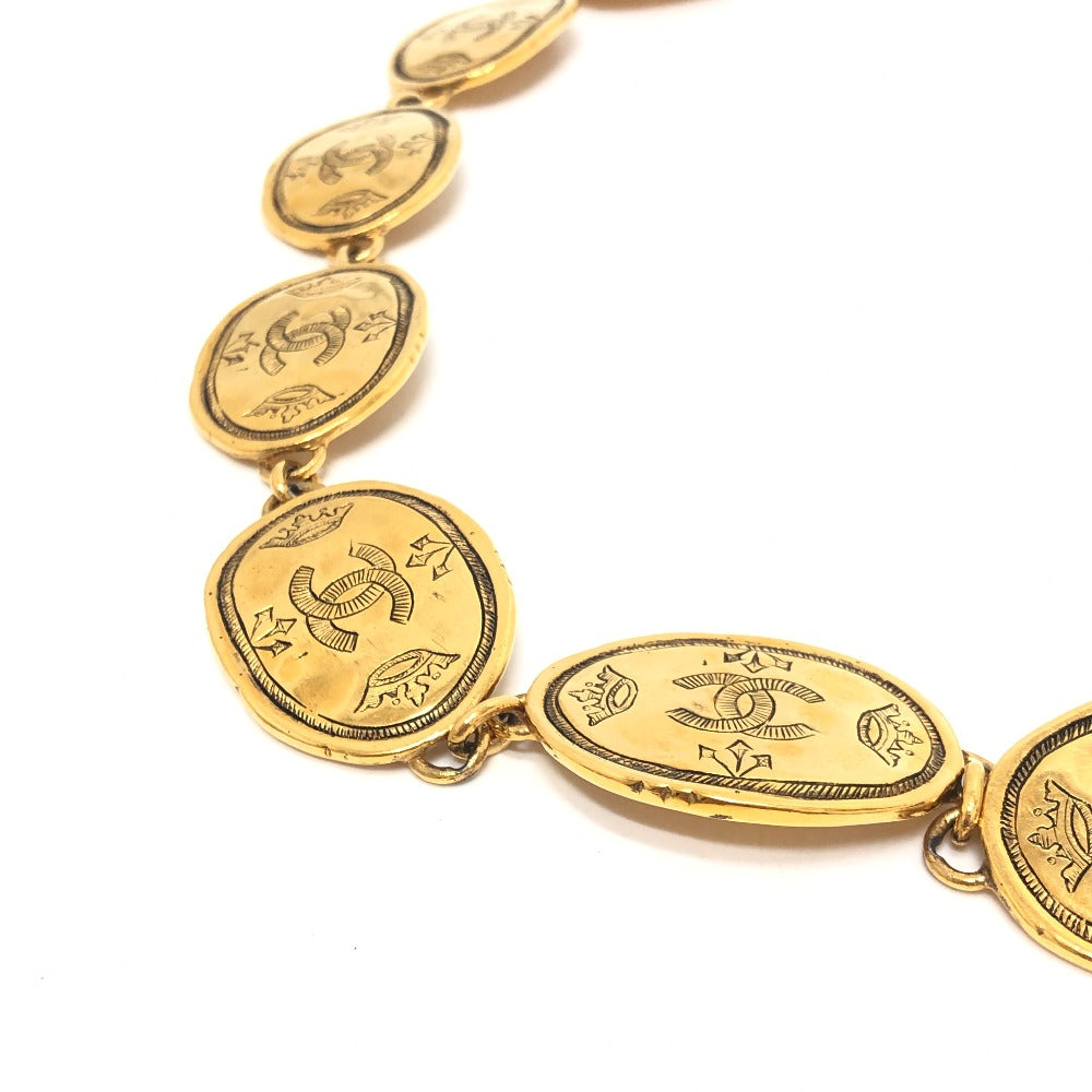 CHANEL belt 2�E6 metal gold COCO Mark Medal Women Used Authentic