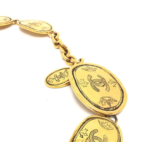 CHANEL belt 2�E6 metal gold COCO Mark Medal Women Used Authentic