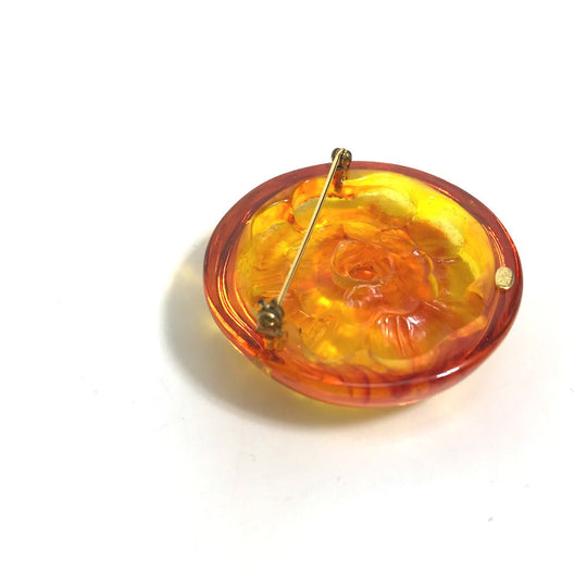 CHANEL Brooch plastic Orange Brand accessories 96A camellia Women Used Authentic