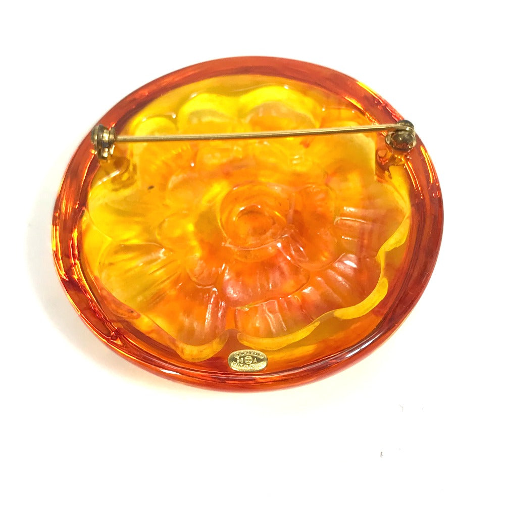 CHANEL Brooch plastic Orange Brand accessories 96A camellia Women Used Authentic