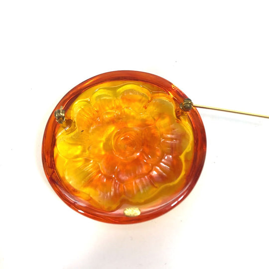 CHANEL Brooch plastic Orange Brand accessories 96A camellia Women Used Authentic