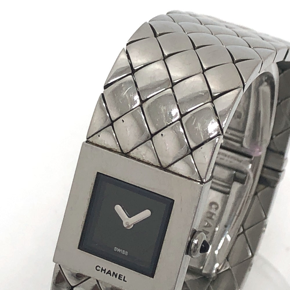CHANEL Watches Quartz Stainless Steel Silver Matrasse black dial Women Used Authentic