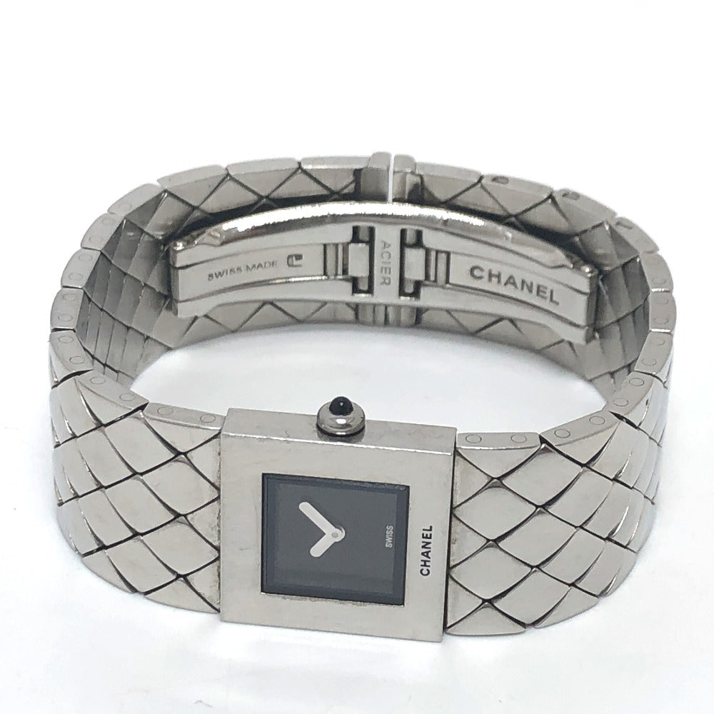 CHANEL Watches Quartz Stainless Steel Silver Matrasse black dial Women Used Authentic