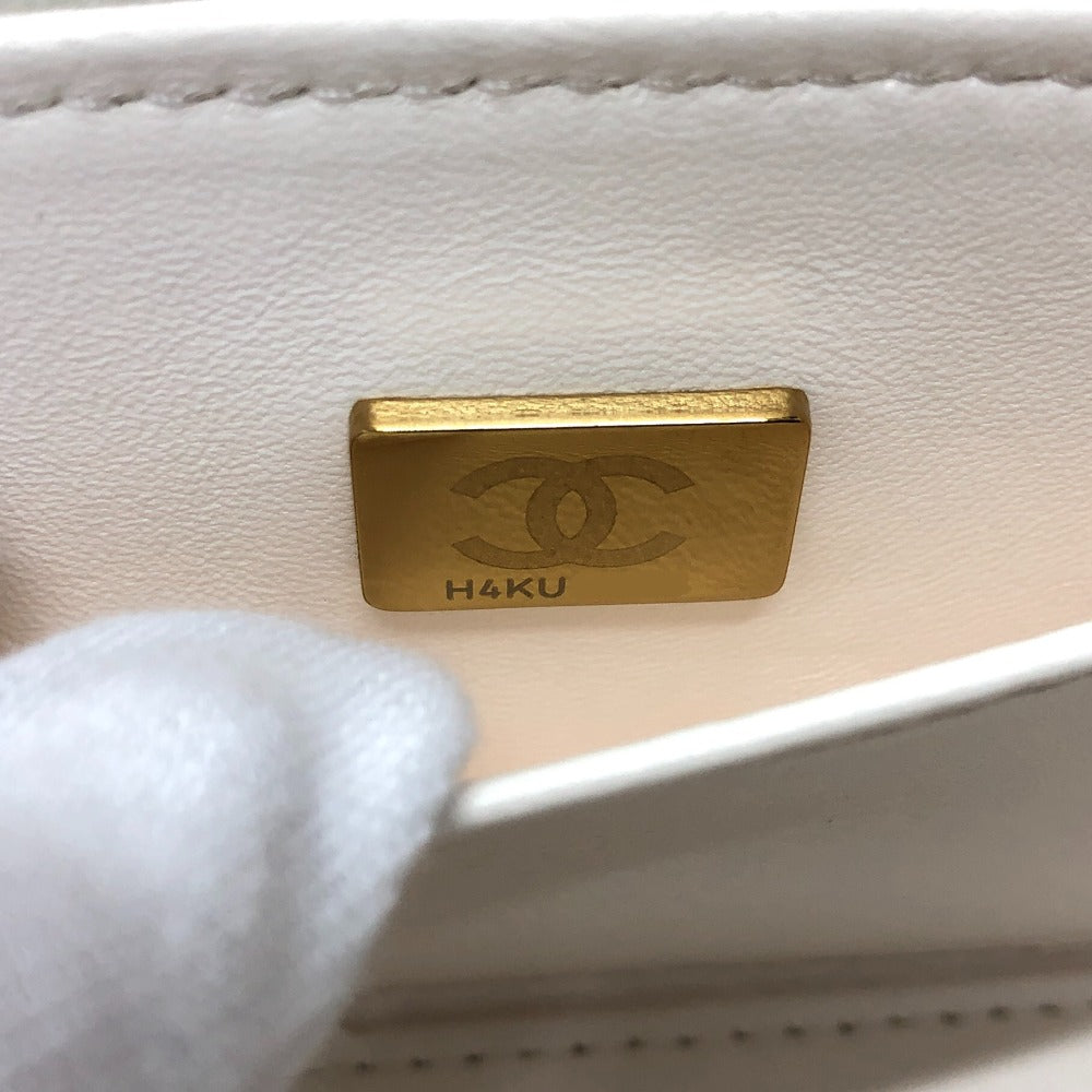 CHANEL Shoulder Bag AS3171 Caviar skin white COCO Mark CC Vanity bag Women Used Authentic
