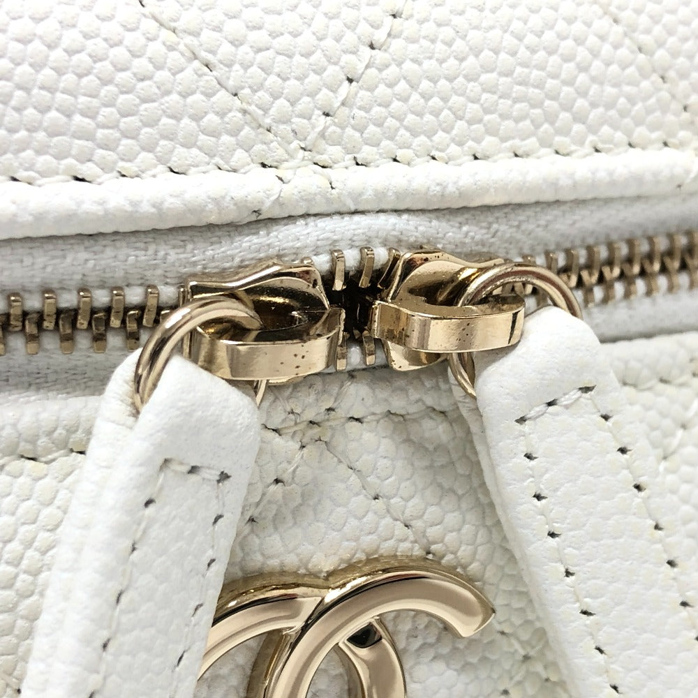 CHANEL Shoulder Bag AS3171 Caviar skin white COCO Mark CC Vanity bag Women Used Authentic