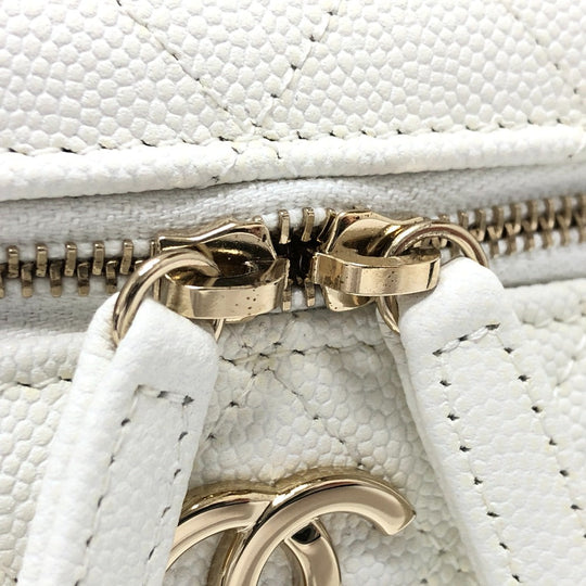 CHANEL Shoulder Bag AS3171 Caviar skin white COCO Mark CC Vanity bag Women Used Authentic