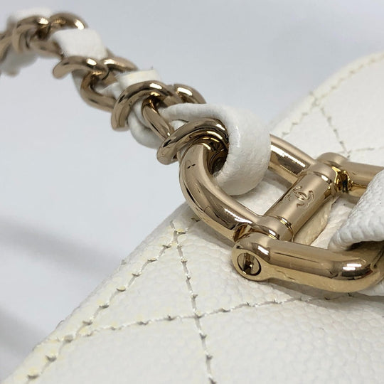 CHANEL Shoulder Bag AS3171 Caviar skin white COCO Mark CC Vanity bag Women Used Authentic