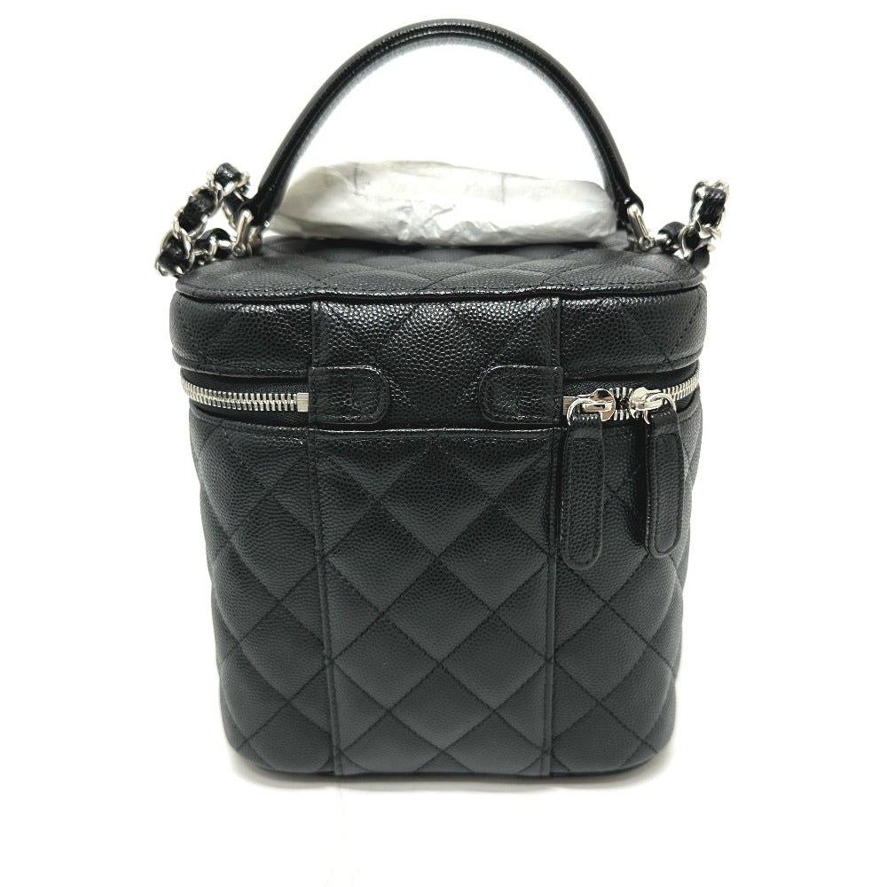 CHANEL Vanity bag AS2362 Caviar skin black COCO Mark CC Matelasse Quilting Women Used Authentic