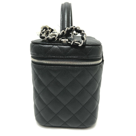 CHANEL Vanity bag AS2362 Caviar skin black COCO Mark CC Matelasse Quilting Women Used Authentic