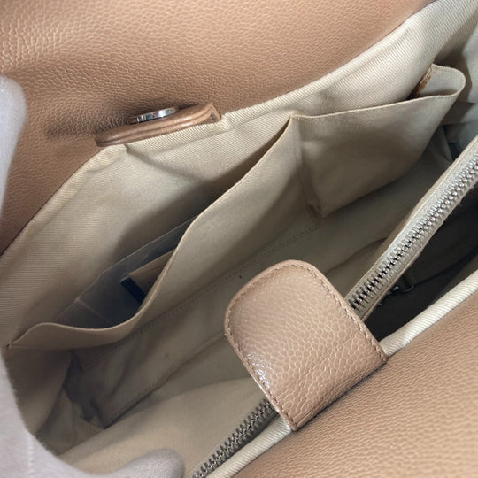 CHANEL Tote Bag Caviar skin beige CC COCO Mark Women Used Authentic