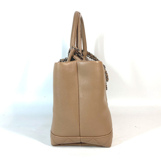 CHANEL Tote Bag Caviar skin beige CC COCO Mark Women Used Authentic