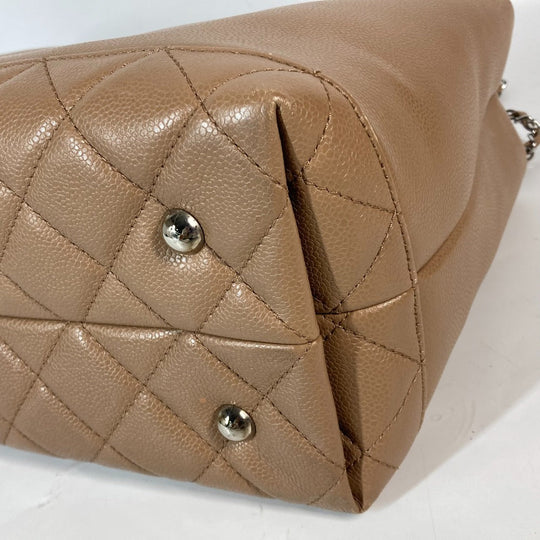 CHANEL Tote Bag Caviar skin beige CC COCO Mark Women Used Authentic
