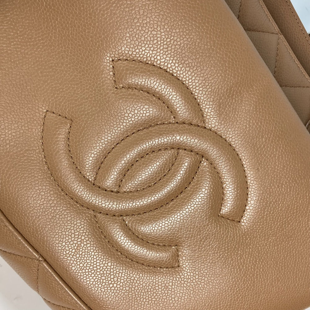 CHANEL Tote Bag Caviar skin beige CC COCO Mark Women Used Authentic