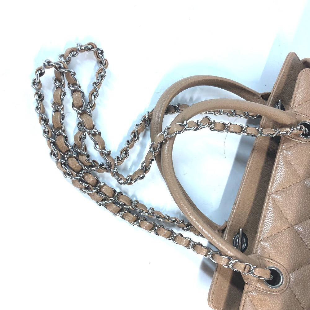 CHANEL Tote Bag Caviar skin beige CC COCO Mark Women Used Authentic