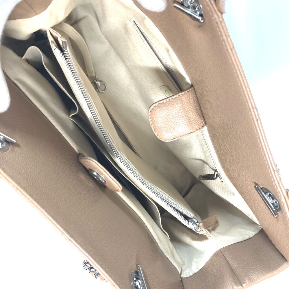 CHANEL Tote Bag Caviar skin beige CC COCO Mark Women Used Authentic