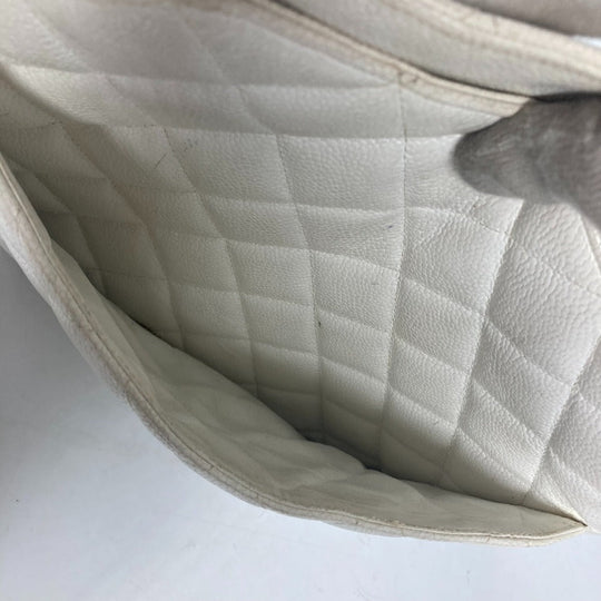 CHANEL Tote Bag A01804 Caviar skin white quilting matelasse CC COCO Mark Replica Tote Women Used Authentic