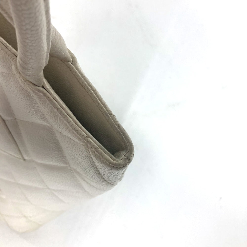 CHANEL Tote Bag A01804 Caviar skin white quilting matelasse CC COCO Mark Replica Tote Women Used Authentic