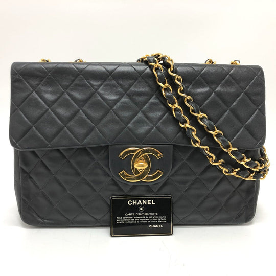 CHANEL Shoulder Bag A01094 lambskin black Matrasse COCO Mark Deca Matelasse 34 Women Used Authentic