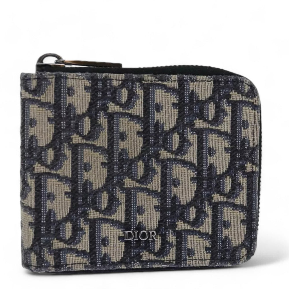 Christian Dior Trotter Canvas Zip Wallet Navy Silver Men's Vintage Wallet