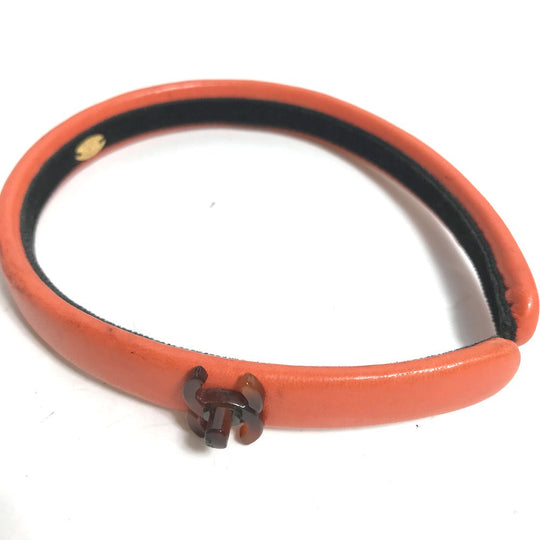 CHANEL hair accessory leather Orange Headband Hairband CC COCO Mark Women Used Authentic