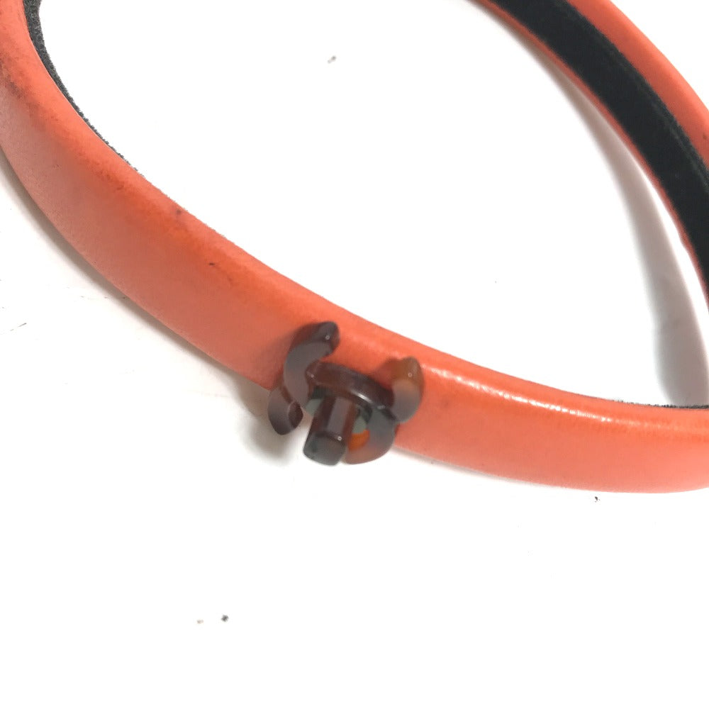 CHANEL hair accessory leather Orange Headband Hairband CC COCO Mark Women Used Authentic