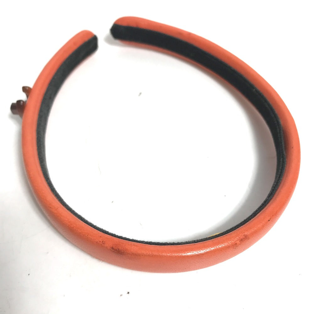 CHANEL hair accessory leather Orange Headband Hairband CC COCO Mark Women Used Authentic